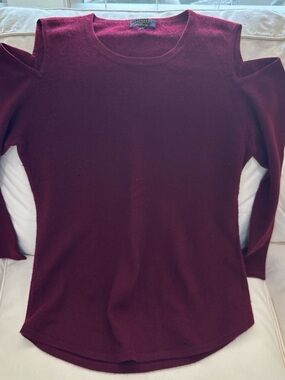 Charter Club Cold Shoulder Cashmere Sweater - Deep Burgundy